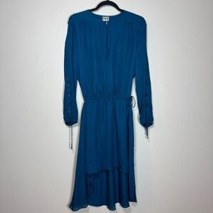 Haute Hippie Silk Teal Lace Up Long Sleeve Dress Size Medium